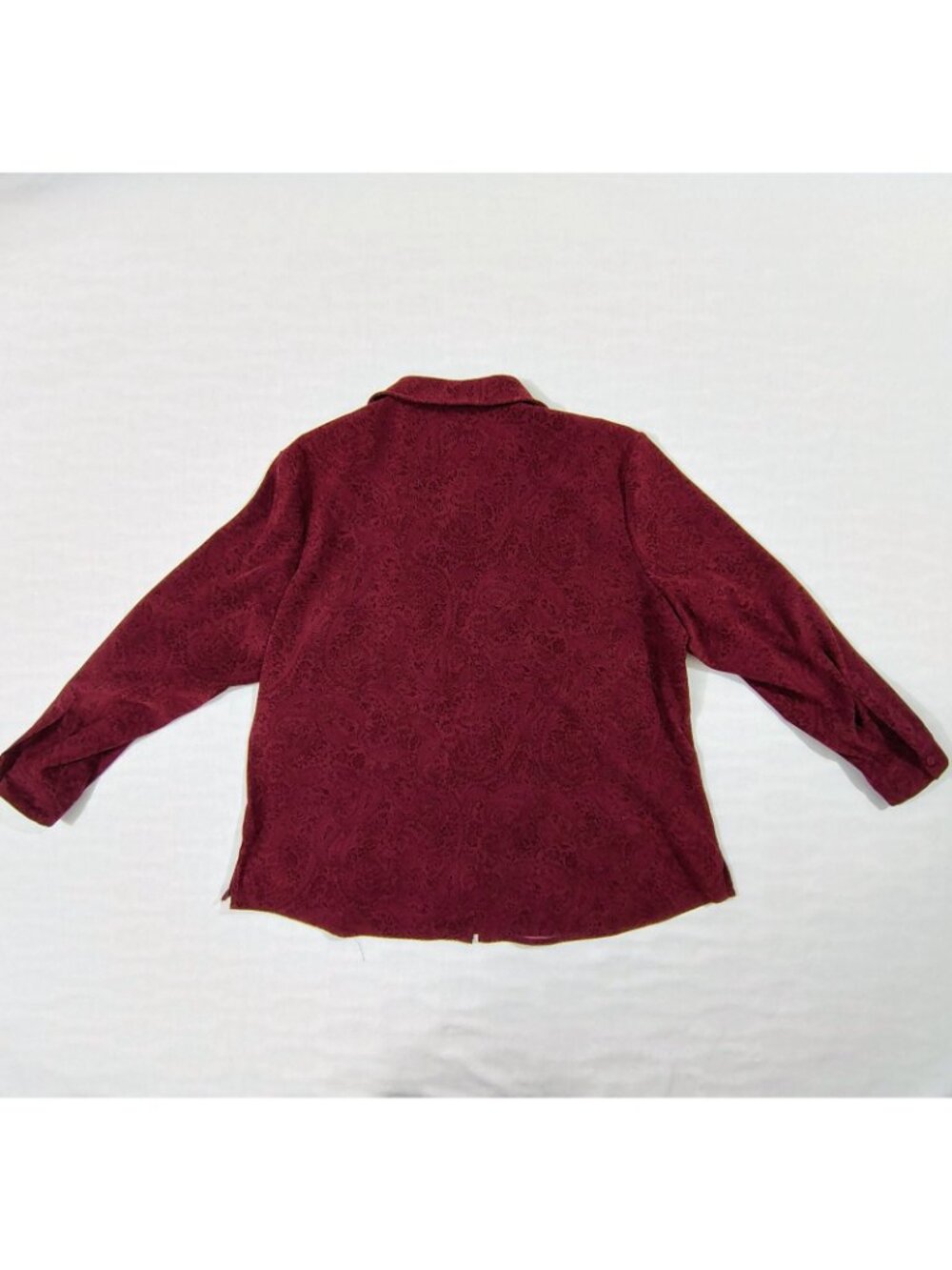 Maggie McNaughton Button Up Shirt Womens Size 18W Paisley Burgundy Long Sleeves - Picture 3 of 13